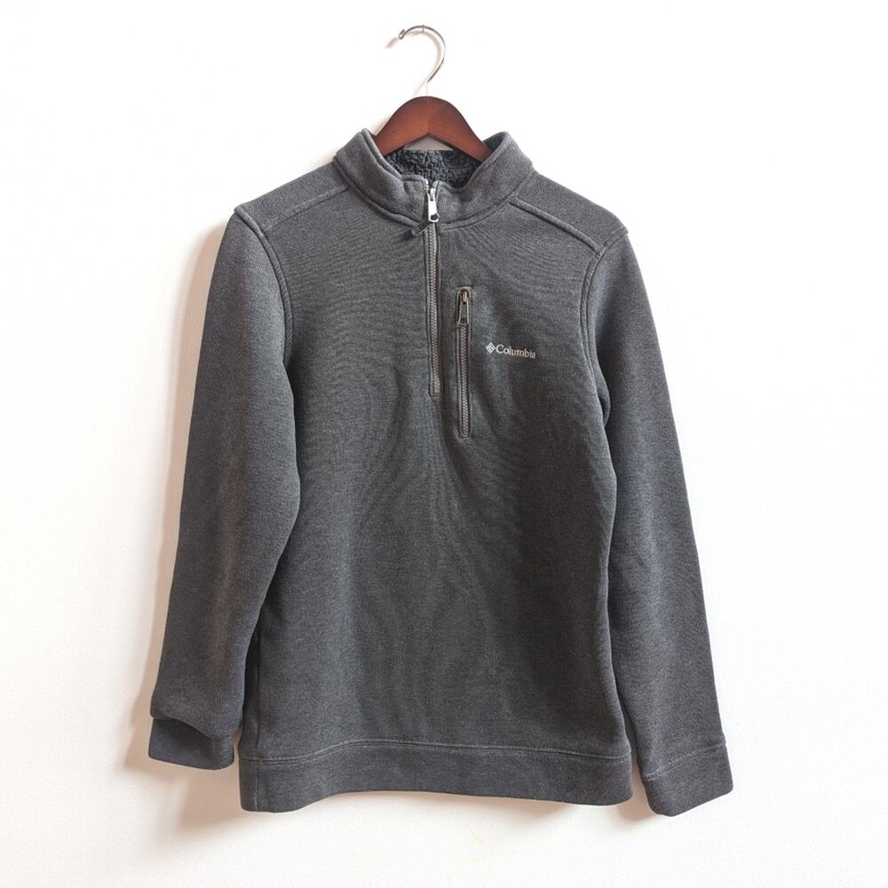 Columbia Mens Pullover Fleece Sweater Sz Medium Gray Mock Neck - Picture 1 of 5
